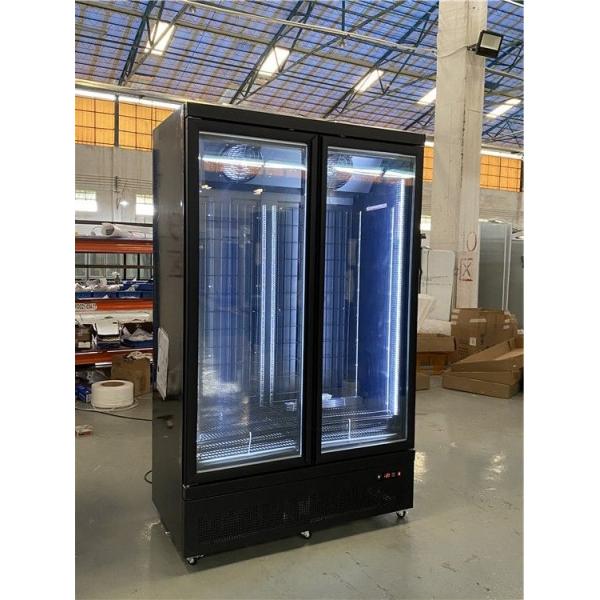 Double Glass Door Upright Refrigerated Showcase Drinks And Beverages Cooler Glass Door Merchandiser
