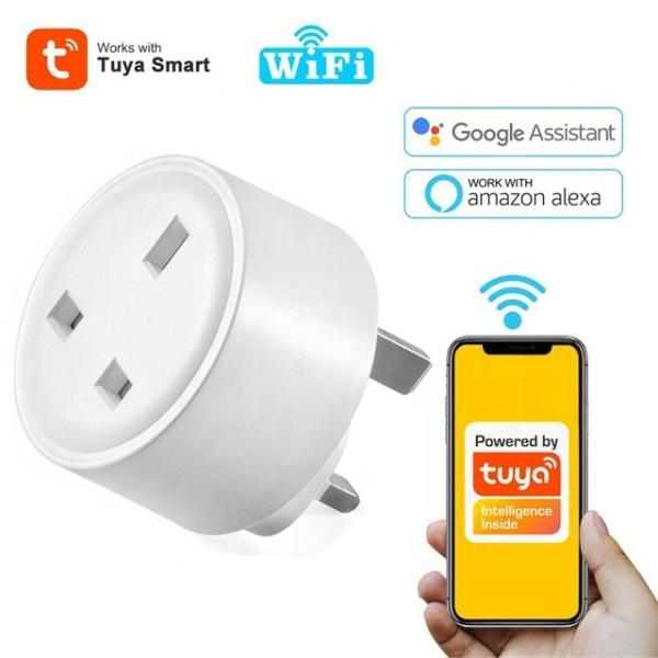 Quality 10A AC100V Smart Plug Socket UK Tuya Power Plug Alexa And Google Assistant for sale