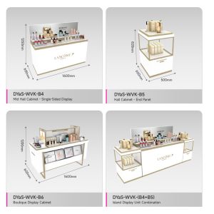 Makeup Store Cabinet White Wooden Skincare Cabinet With Light Box For Visual
