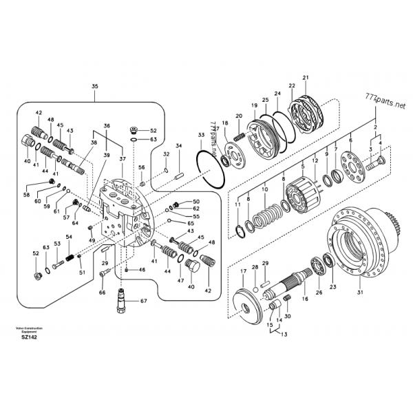 EC240 Excavator Travel Motor Assembly GM35 SA 1143-00111 Final Drive For