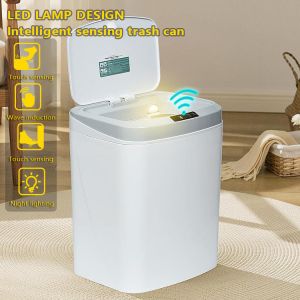 Wholesale Large Sensor 16l Intelligent Induction Metal Smart Trash Can Induction Garbage Can Electronic Motion Sensor Recycling Bin from china suppliers