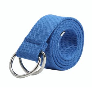 Canvas Knitted Belt 110cm Double D Ring Belt Unisex Cotton Web
