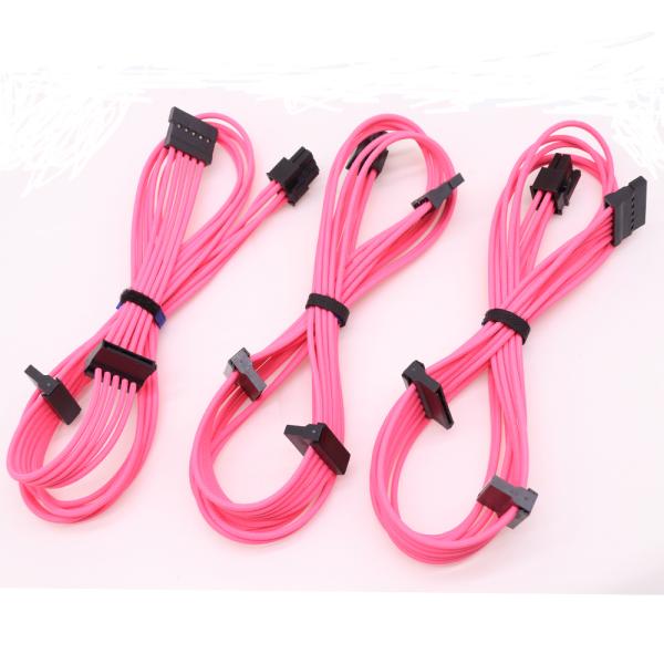 Modular Cable for Power Supply Bright Braided Power Supply Modular Cable Kits 24 Pin 8Pin 6Pin Length 630mm Gold Pink