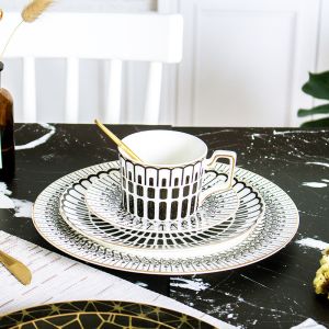 Round Solid Sublimation Bohemian Porcelain Cups And Saucers