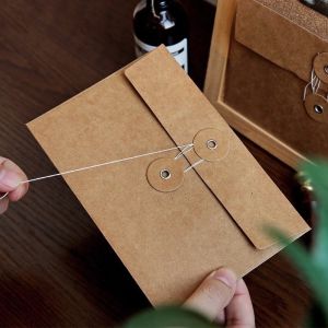 Custom Envelope With Button Logo Packing Kraft Paper Envelope With String