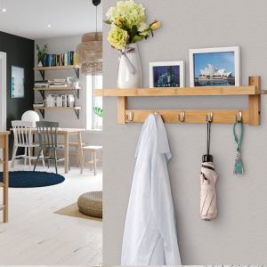 Spacesaving Folding Bamboo Wall Hanger Coat Hooks Behind Entrance Door