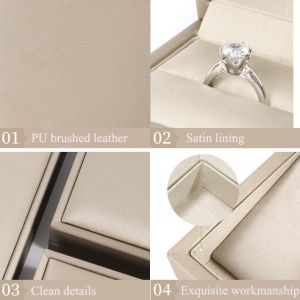 PU Leather Fabric Gold Ring Packaging Box Customized With Statin Lining