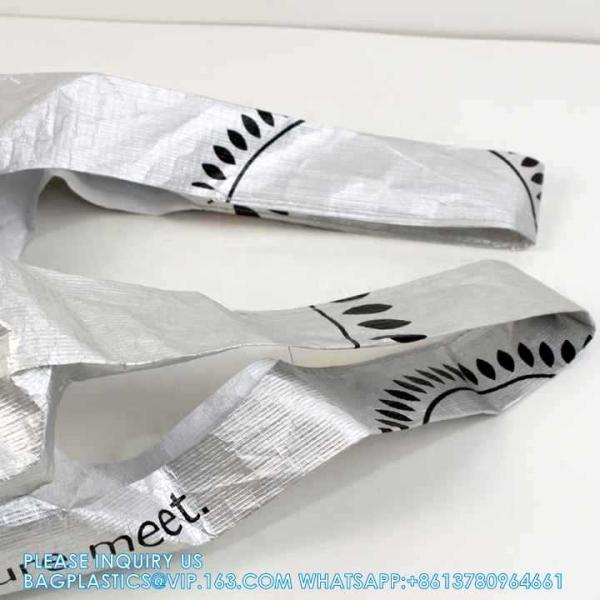 Tote Shopping Bags, Foldable Large Capacity Custom Logo Dupont Paper Shopping Vest Bag Tyvek T-Shirt Tote Bag