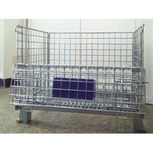 Galvanized Wire Mesh Pallet Cage Foldable Stackable Collapsible Pallet Cages