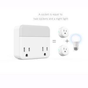 White 2 Outlets WiFi Smart Socket Support Customized Time Scheduling