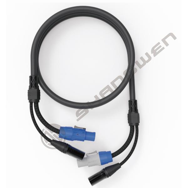 Quality XLR Female and Male Powercon Combination Cable 5pin DMX SJT Signal and Power in 2in1 Hybrid Communication Cables for sale