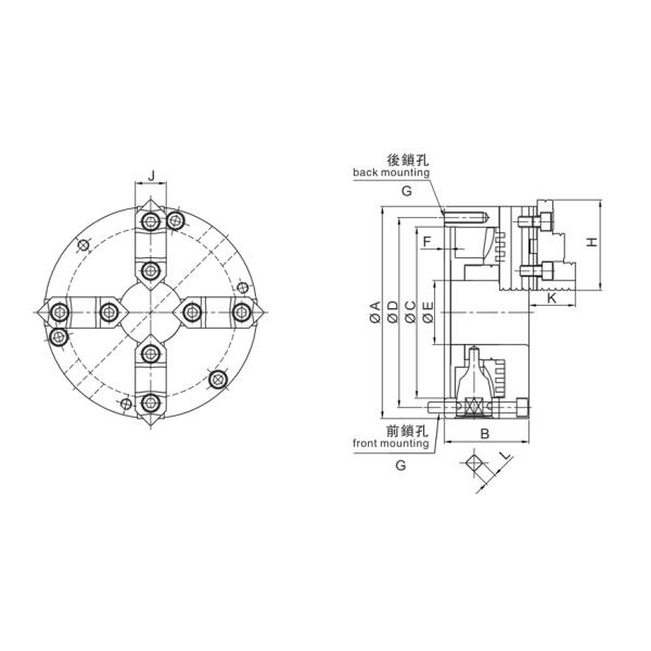 SKF 4 Jaw Universal Scroll Chuck Front And Back Mounted