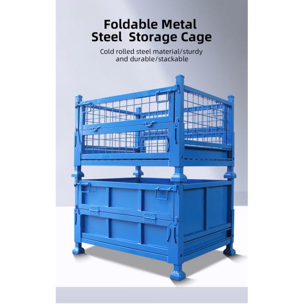 Waste Treatment Metal Stackable Storage Cage Steel Collapsible Wire Mesh Container