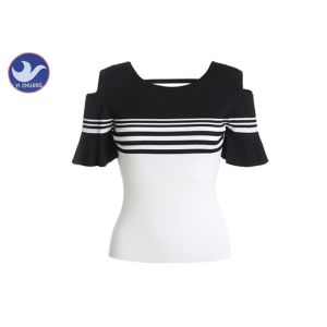 Wholesale Trumper Ruffle Cuff Womens Knit Pullover Sweater Crew Neck Off Shoulder Type from china suppliers