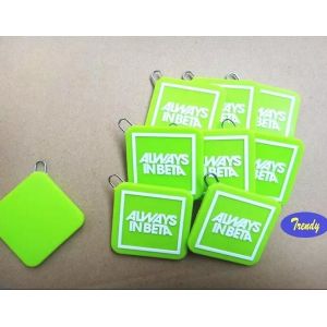 Personalized Green Color Square Shape Silicone Zipper Head Charms With Cloth