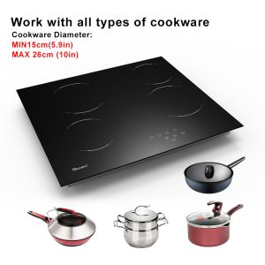 220V-240V 4 Burner Electric Cooktop Built In 24 Inch Ceramic Cooktop 6000W