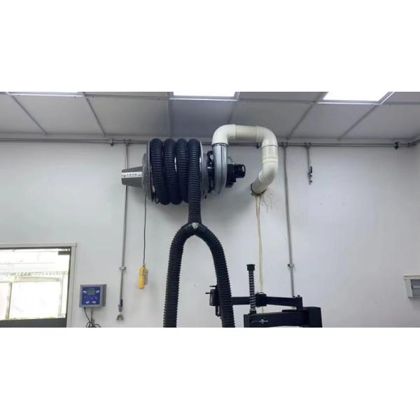 Spring Drived Vehicle Exhaust Extracting Hose Reel Fixed On Wall With Dual Pipes