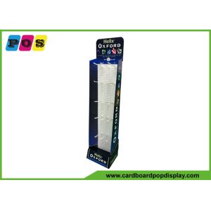 Point Of Sales Stationery Cardboard Floor Display Stand With 5mm MDF Pegs Panel