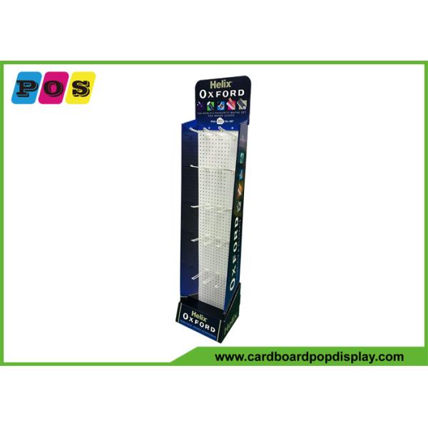 Point Of Sales Stationery Cardboard Floor Display Stand With 5mm MDF Pegs Panel