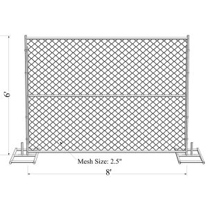 8ft x 10ft construction chain link fence opening 2⅜x2⅜(60mmx60mm) tubing 16ga