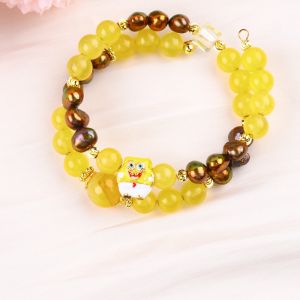 Healing Real Crystal Yellow Chalcedony And Coffee Color Freshwater Pearl With