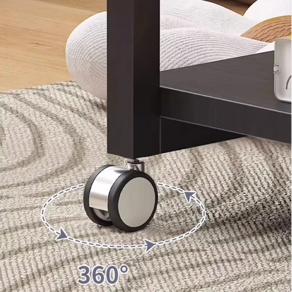 Movable Sofa Side Table, Small Modern Coffee Bedside with Wheels, C Shaped End for Couch and Bed