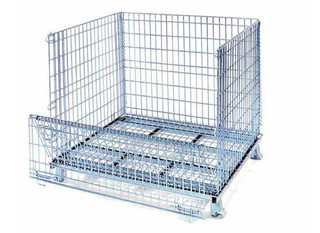 Quality Folding Stackable Storage wire mesh container with wheel for sale