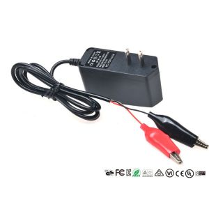Alligator Clips Battery Charger With LED When Charging Red Charged Green
