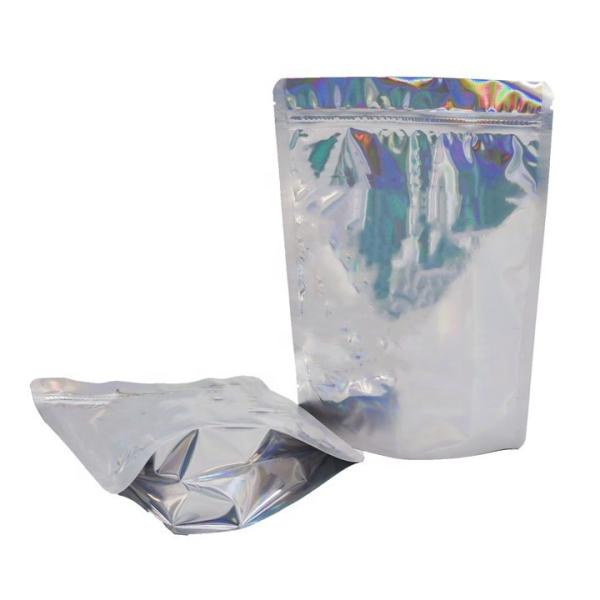Stand Up Holographic Zipper Packaging Bag Flat Pouches Small Laser Zip Lock Plastic Bags