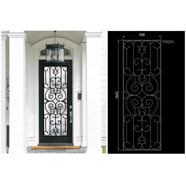 Prevent Freezing Tempered Wrought Iron Door Glass Silk Screening Great Security Feature