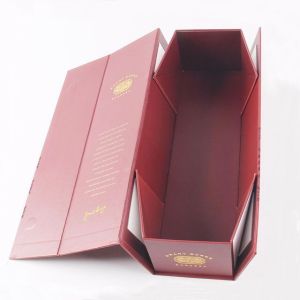 Custom Logo Rigid Paper Cardboard Magnetic Folding Close Single Wine Box
