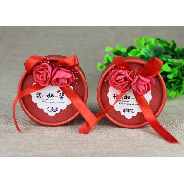 Custom Labeling Red Wedding Ribbon Mini Carboard Paper Cans Packaging