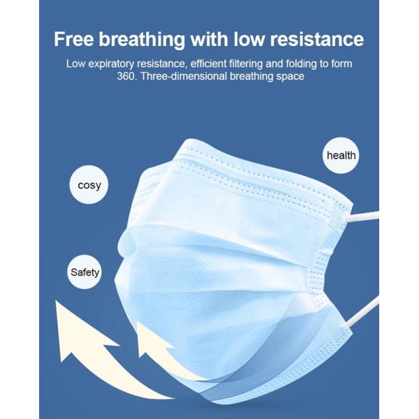 3 Ply Disposable Face Mask Non Woven Fabric Dust Mask For Virus Protection