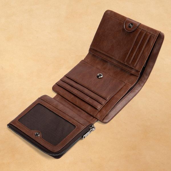 Multi-Function Large Capacity Men's Wallet in Retro Casual Style with RFID Protection