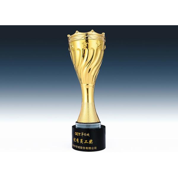 Quality 18K Gold Plated Metal Cup Trophy Custom With Star Pattern For League Cup for sale