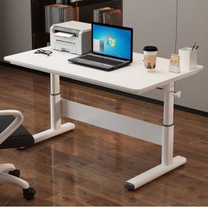 Wholesale Manual Height Adjustable Desk Base White Wooden Home Office Laptop Standing Desk for Commercial from china suppliers