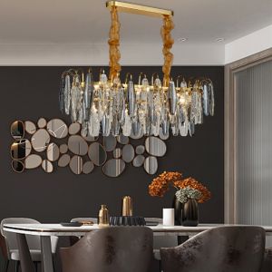 Dimmable Round Luxury Pendant Lights Customised Crystal Smoke Grey Pendant Light