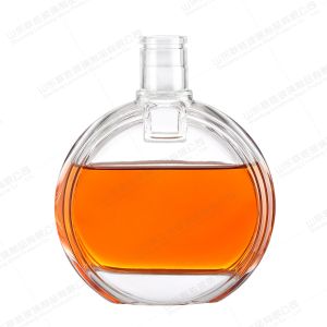 350ml 500ml 700ml Round Glass Liquor Decanter with Hot Stamping and Engraved