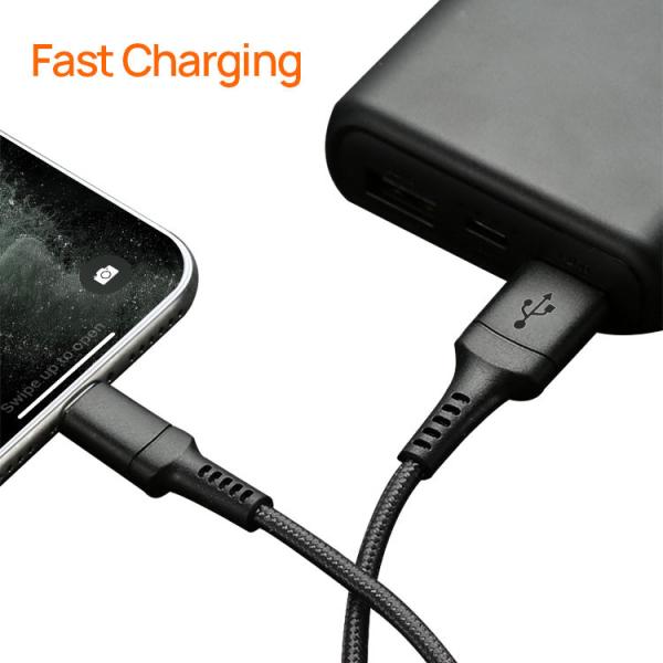 Focuses Nylon Braided USB Lightning Charging Cable For Data Transimission