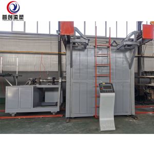 Plastic Forming 2 Arms Shuttle Rotomolding Machine Circular Oven Structure