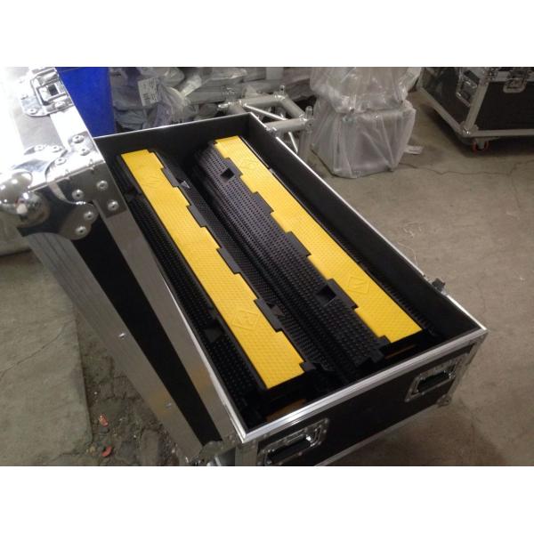 Yellow Cover Flexible 2 Channel Cable Protector Ramp , Rubber Cable Wire Protector