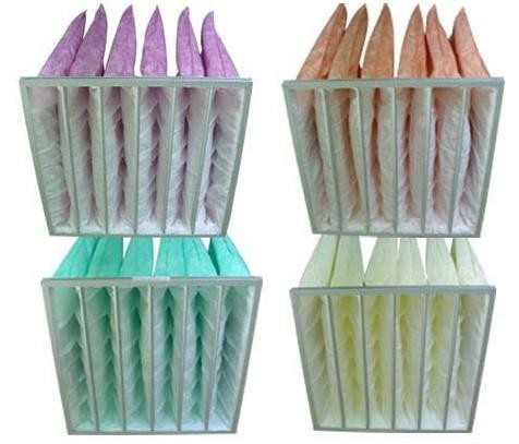 Quality Glass Fiber Medium F5 F6 Bag Filter With 8 Pockets Green Yellow for sale