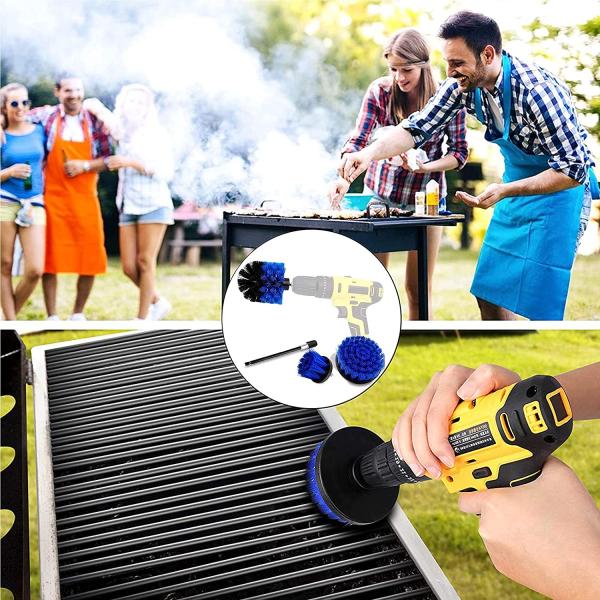 M14 Shaft 4 Piece Power Scrub Drill Brush Set Medium Hardness 3.5in