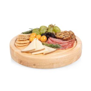 Natural Bamboo Wood Round Charcuterie Board Set Perfect for Chopping and