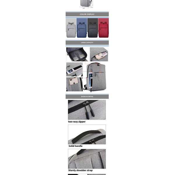 Antitheft Mens Travel Computer Backpack Waterproof Office Backpack With USB Charging Port