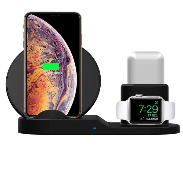 Quality New 7.5W Fast Wireless Charger, Rubber Finish 3 in 1 Charging  Stand Compatible Apple Watch AirPods with LED indicator for sale