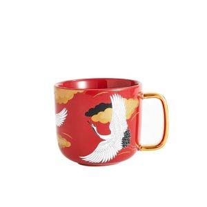 Wholesale Ready To Ship In Stock Red Blue Pink Mug Gold Handle Asian Chinese Style Decal Ceramic Mugs With Handpaint Handle For Lover Gift from china suppliers