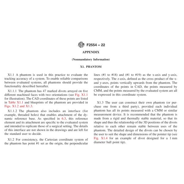 ASTM F2554 22 Phantom Evaluating Tracking Accuracy Of A System
