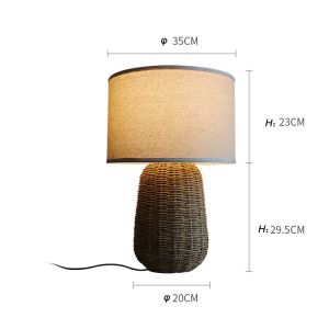 Sustainable Rattan Table Lamp , Durable Rattan Bedside Light Switch Control