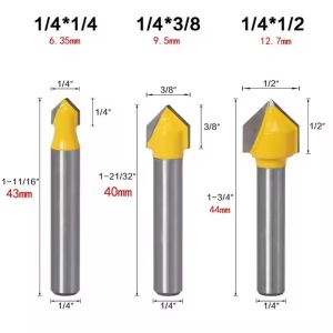 Carbide ACM ACP Cutting Tools 90 135 Degree V Groove 55HRC Cnc Router Bit Set
